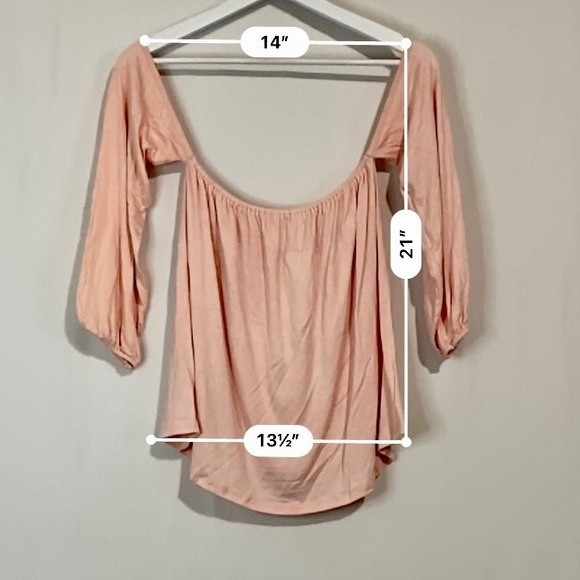 Amerikan Basics Women’s Off The Shoulder Loose Tee Pink NWT - Picture 5 of 7